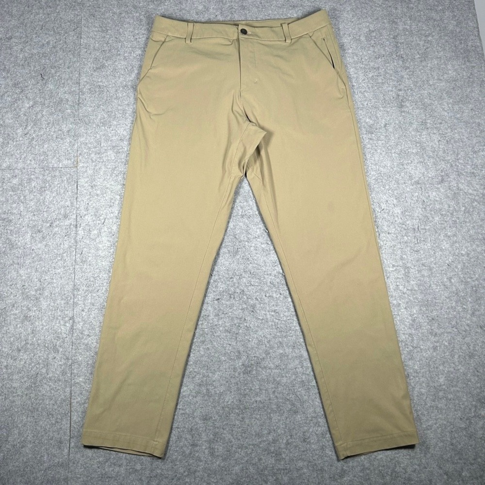 Lululemon ABC Pant Mens 36 Tan Classic Fit Warpstreme Golf Chino Trousers Khaki